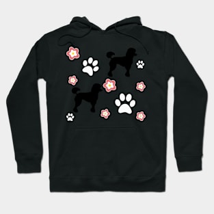 Black Poodle Dog Gifts, on Blue Hoodie